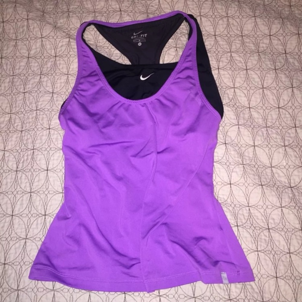 M Nike Dri Fit Purple Black Layered Tank
